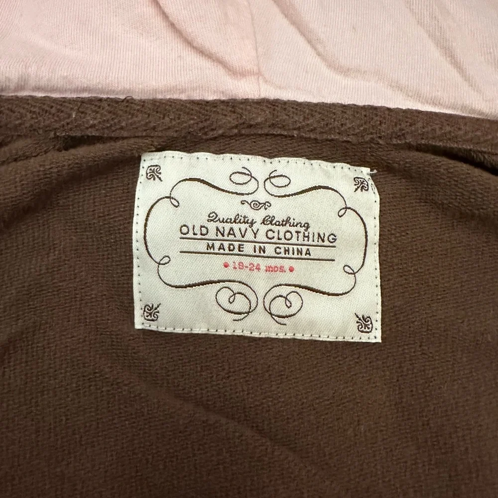 2007 Old Navy Girls Full Zip Hoodie in Brown Graphic Logo Size 18-24 months